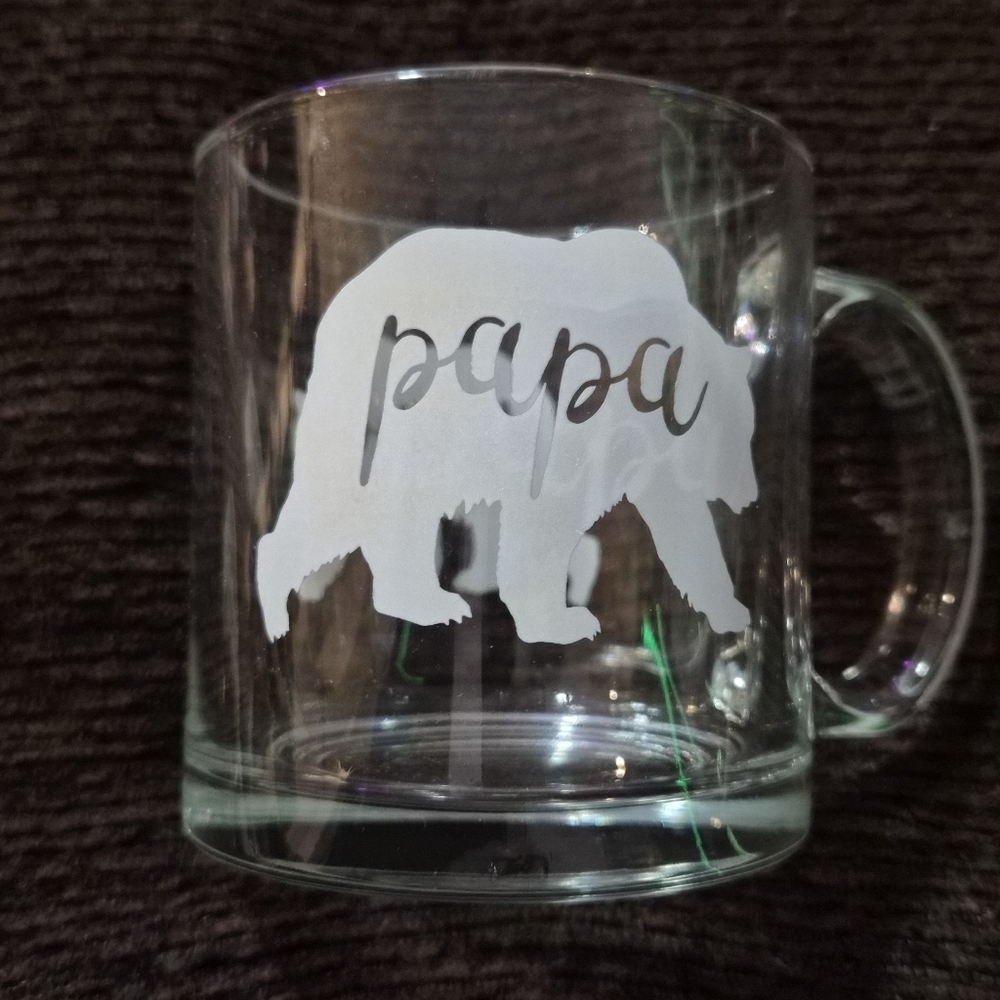 'Papa' Bear Clear Glass Mug
